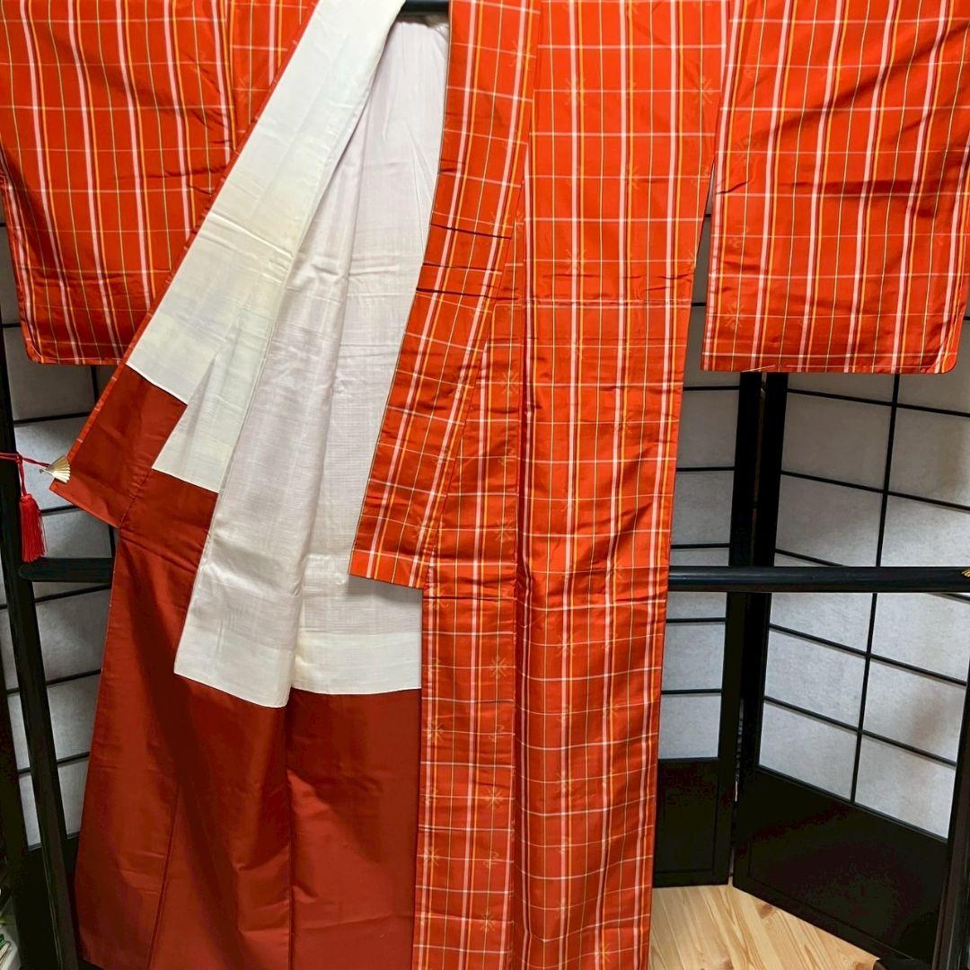 5172# Japanese Vintage Kimono and Coat 2-piece Set Silk Haori