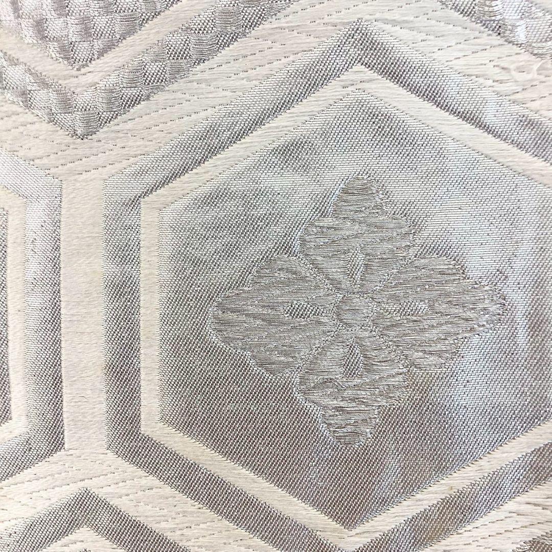 4919# Japanese Vintage Fukuro Obi Belt Kimono Fabric Silk Traditional Silver