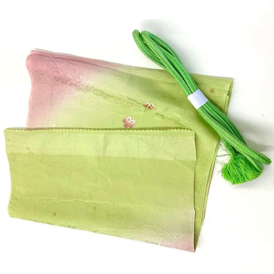 3529# Japanese Kimono Accessory Vintage Obiage and Obijime 2-piece Set Silk