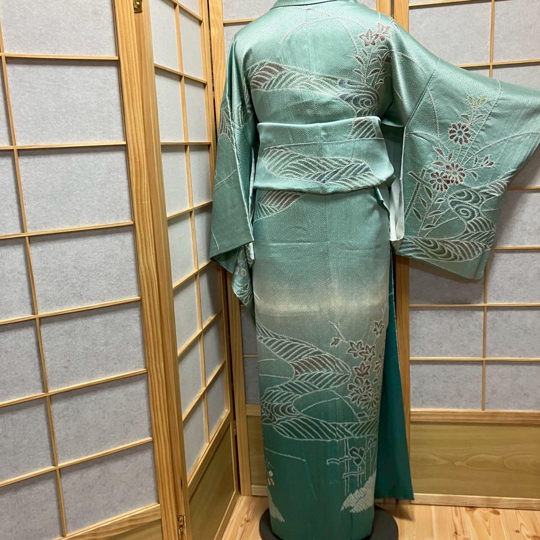 5458# Japanese Kimono Vintage Womens Silk Fabric Robe Kimono only sold Shibori