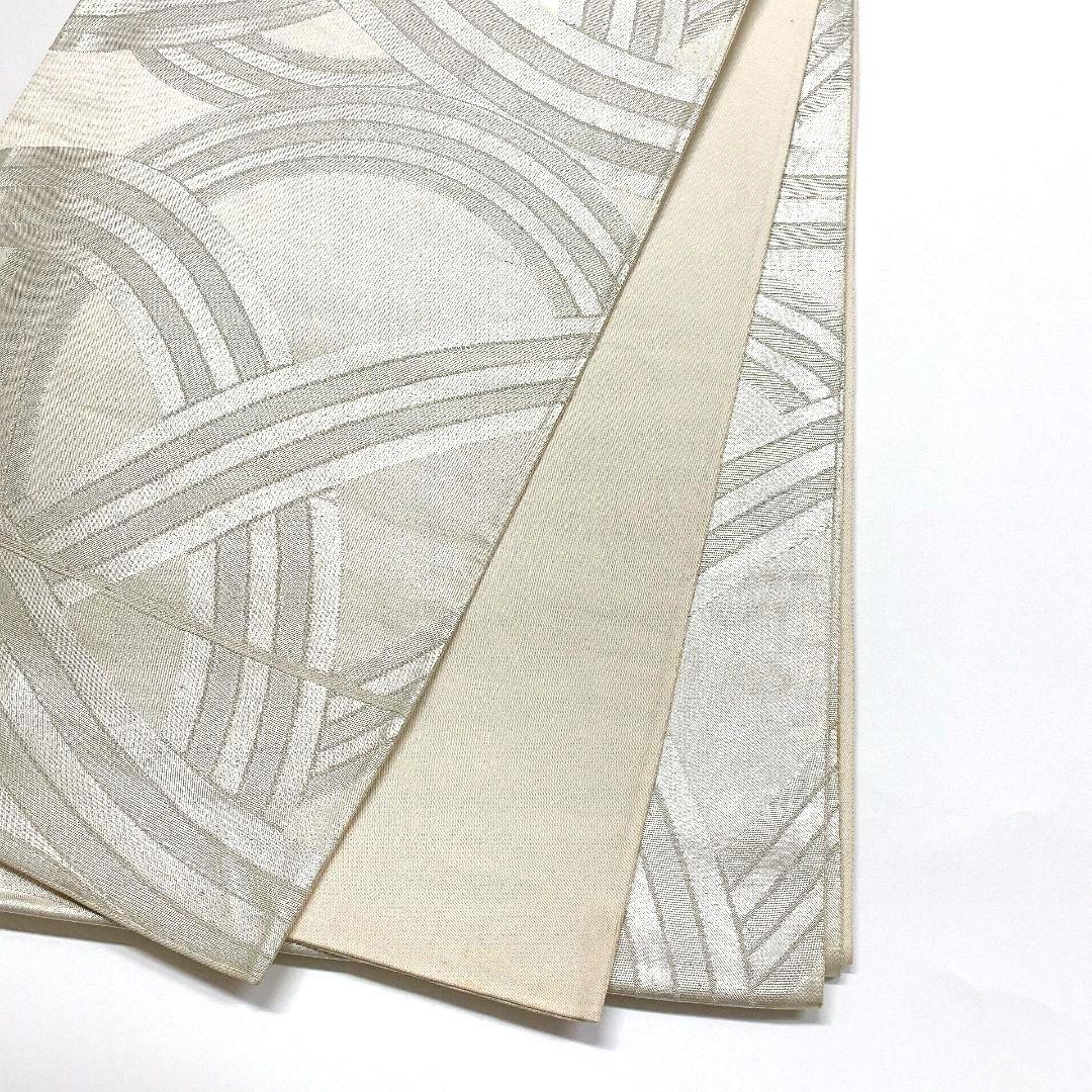 4109# Japanese Vintage Fukuro Obi Belt Kimono Fabric Silk Traditional Silver