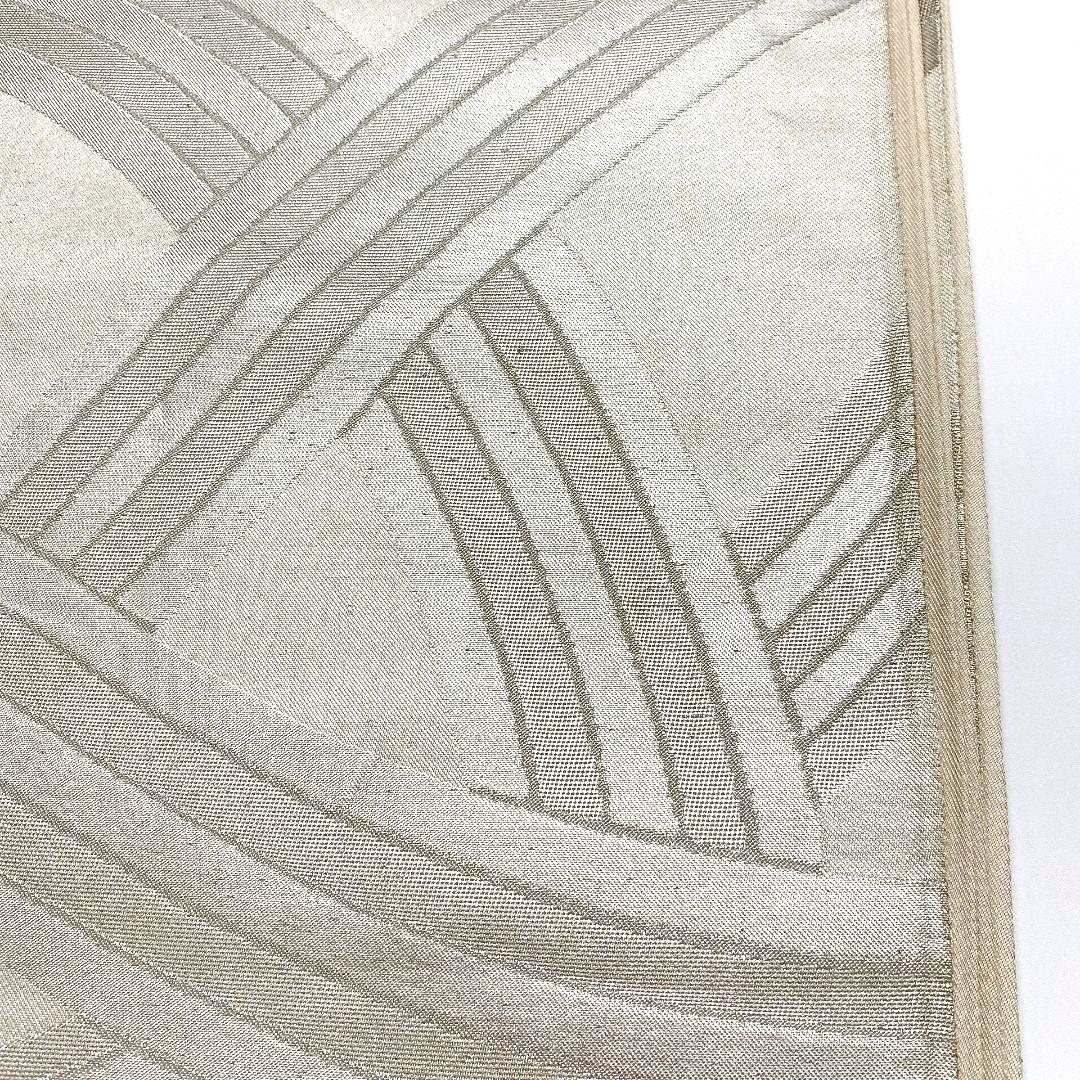 4109# Japanese Vintage Fukuro Obi Belt Kimono Fabric Silk Traditional Silver