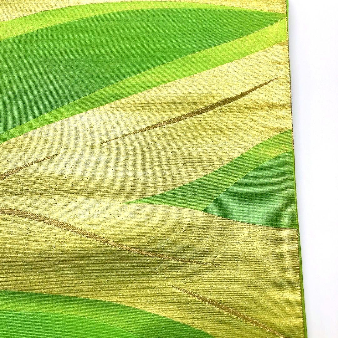 3329# Japanese Vintage Fukuro Obi Belt Kimono Fabric Silk Traditional Green