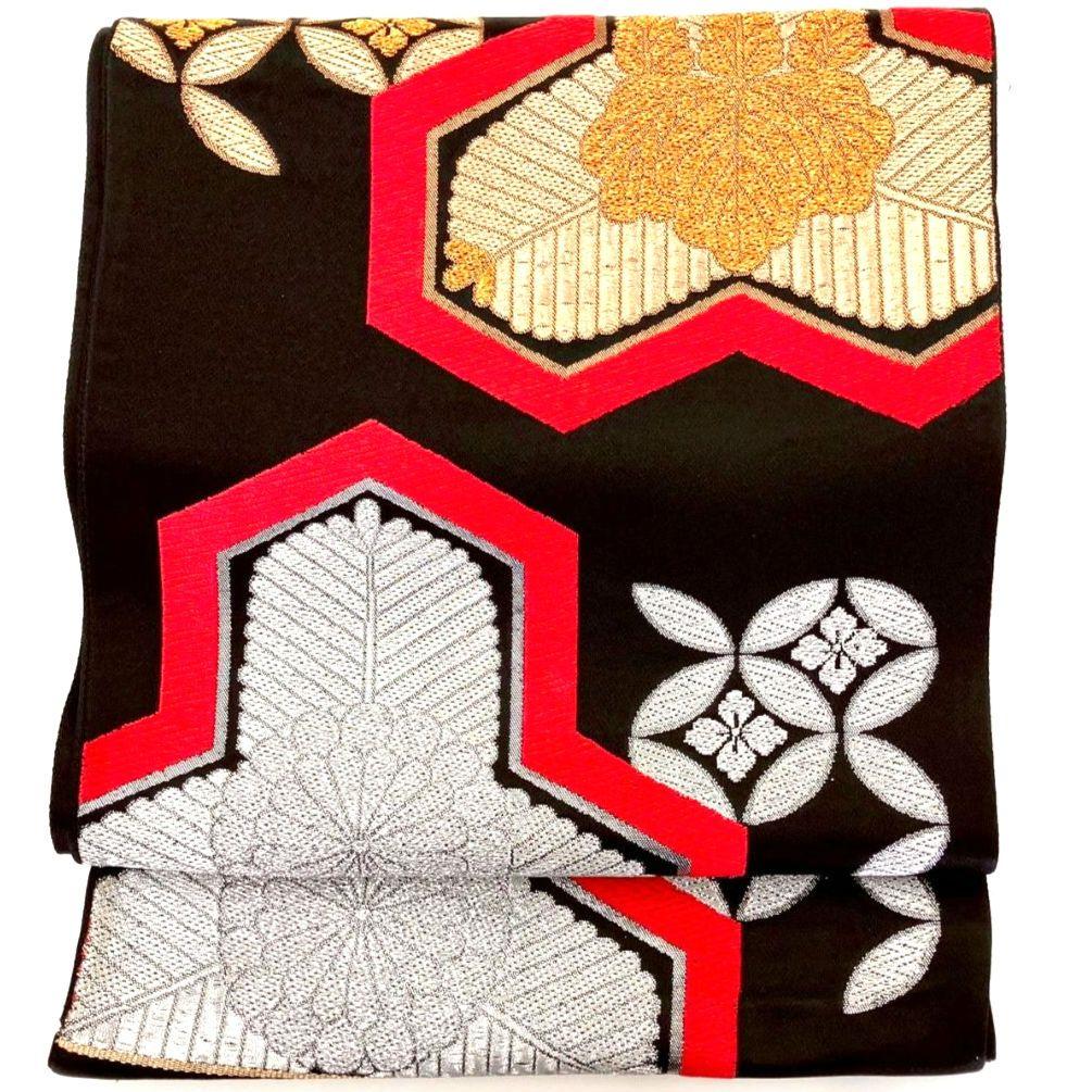 3622# Japanese Vintage Fukuro Obi Belt Kimono Fabric Silk Traditional Untailored