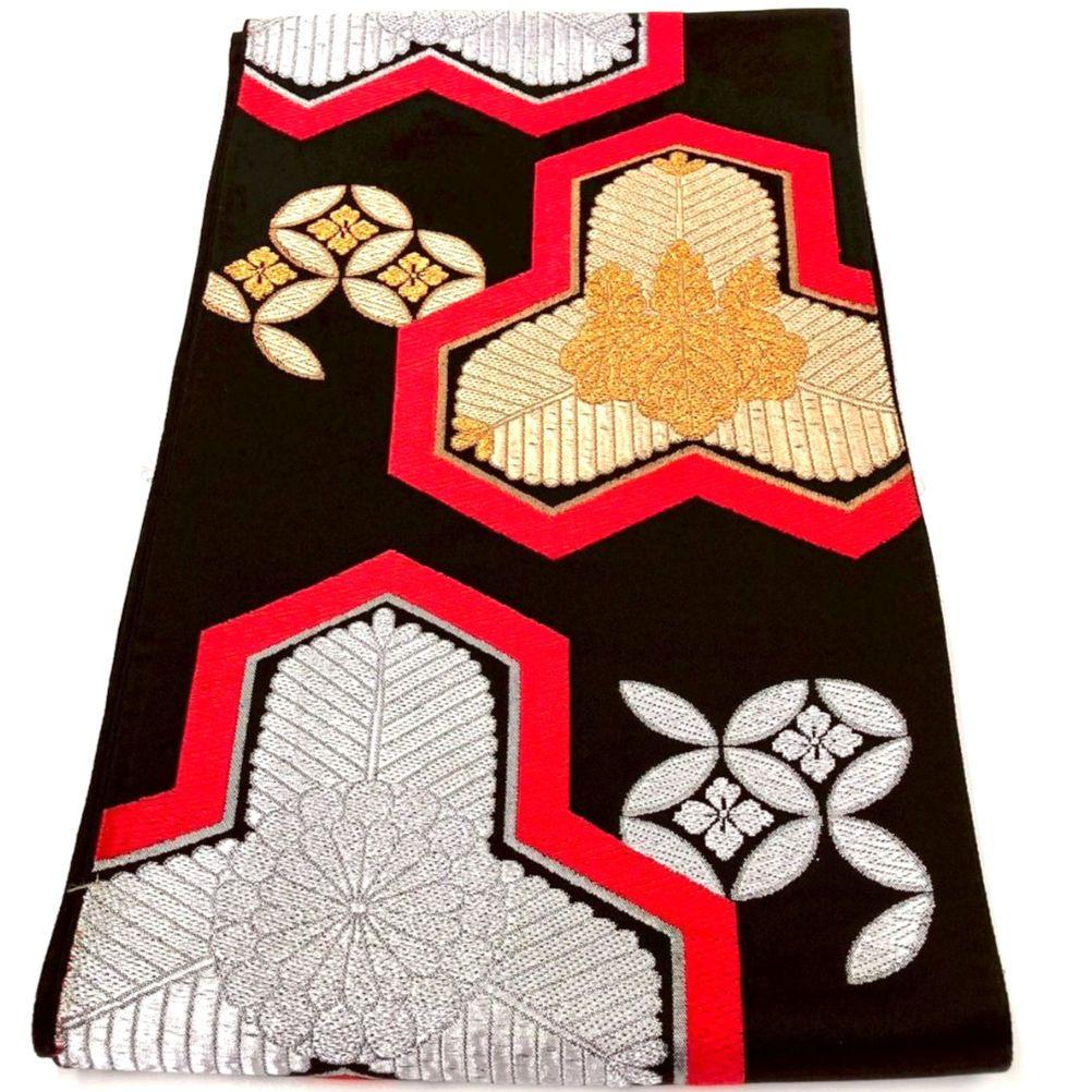 3622# Japanese Vintage Fukuro Obi Belt Kimono Fabric Silk Traditional Untailored