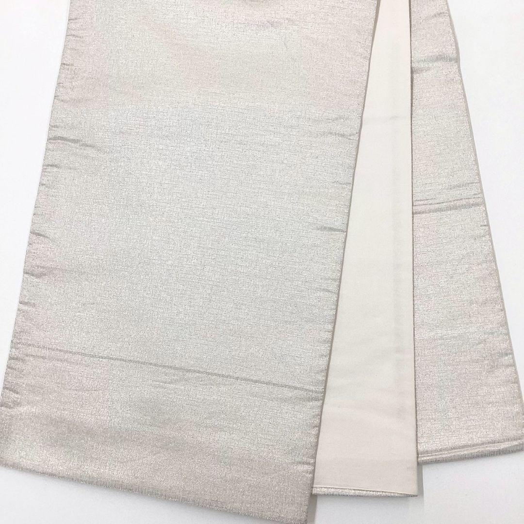 4978# Japanese Vintage Fukuro Obi Belt Kimono Fabric Silk Traditional Silver