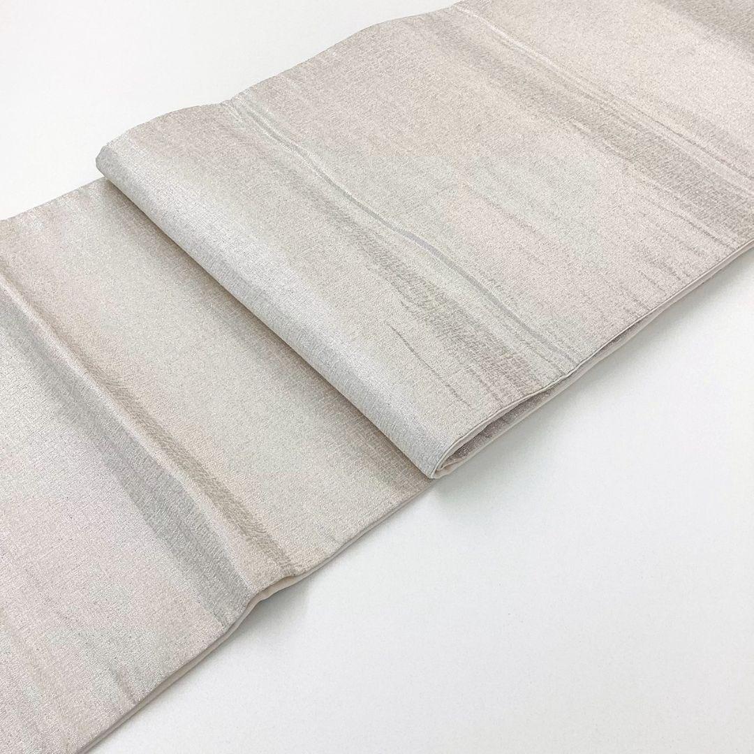 4978# Japanese Vintage Fukuro Obi Belt Kimono Fabric Silk Traditional Silver