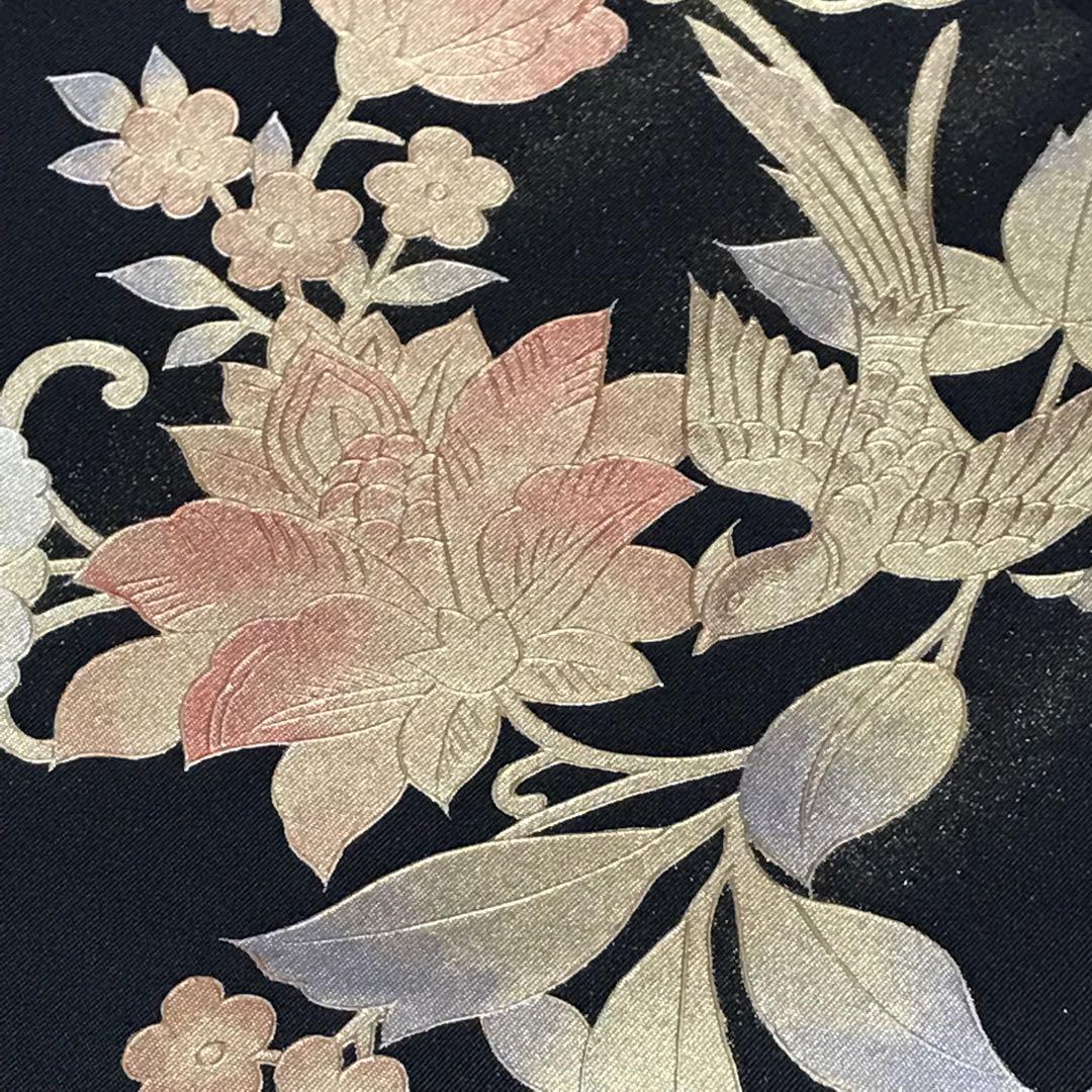 4346# Japanese Vintage Nagoya Obi Belt Kimono Fabric Silk Traditional Black