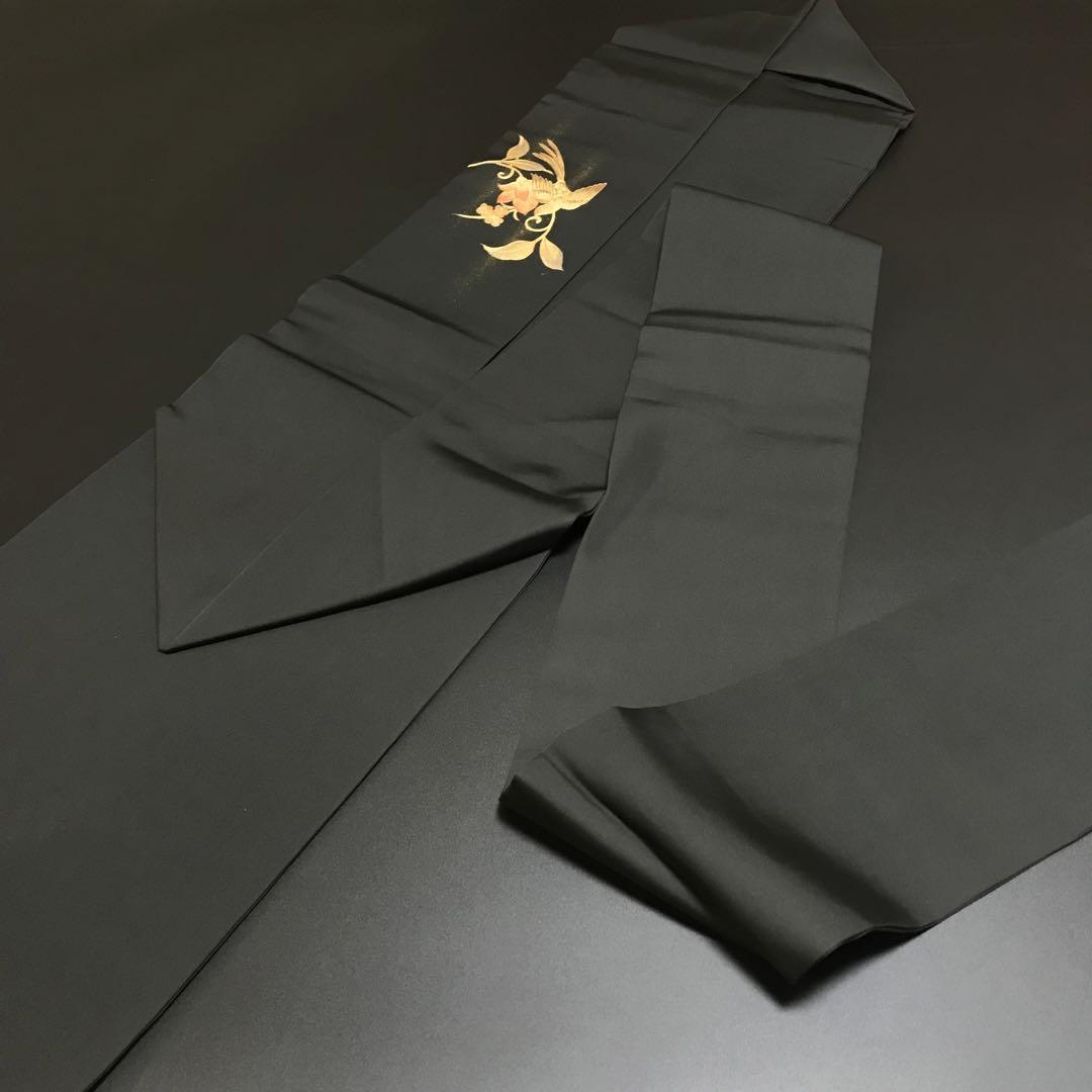 4346# Japanese Vintage Nagoya Obi Belt Kimono Fabric Silk Traditional Black