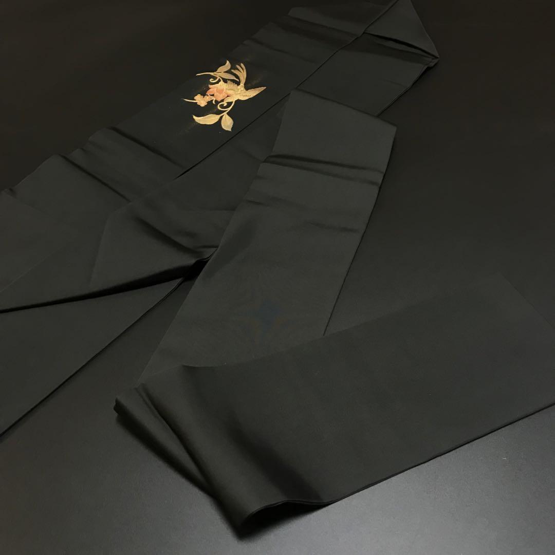 4346# Japanese Vintage Nagoya Obi Belt Kimono Fabric Silk Traditional Black