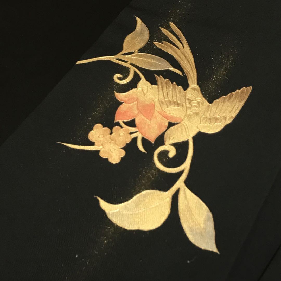 4346# Japanese Vintage Nagoya Obi Belt Kimono Fabric Silk Traditional Black