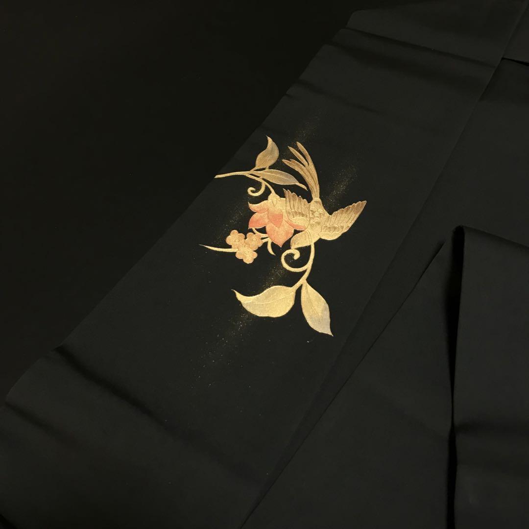 4346# Japanese Vintage Nagoya Obi Belt Kimono Fabric Silk Traditional Black
