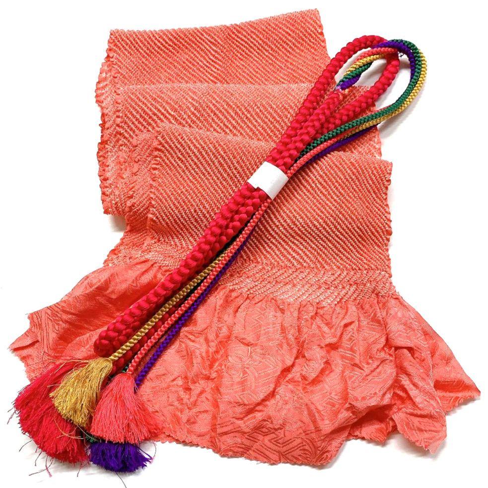 4193# Japanese Kimono Accessory Obiage and Obijime 2-piece Set Silk Shibori