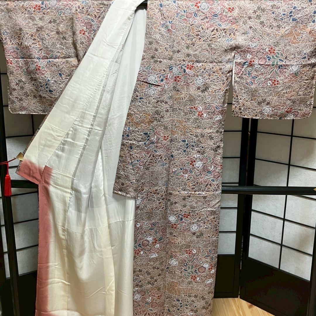 5167# Japanese Kimono Vintage Fabric Pure Silk Robe Women's Traditional