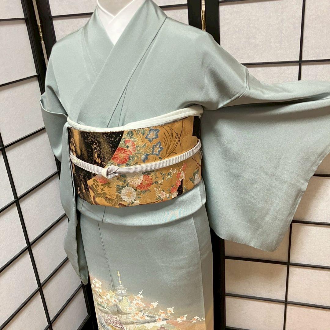 4341# Japanese Tomesode Kimono Vintage Womens Silk Fabric Robe Kimono only sold