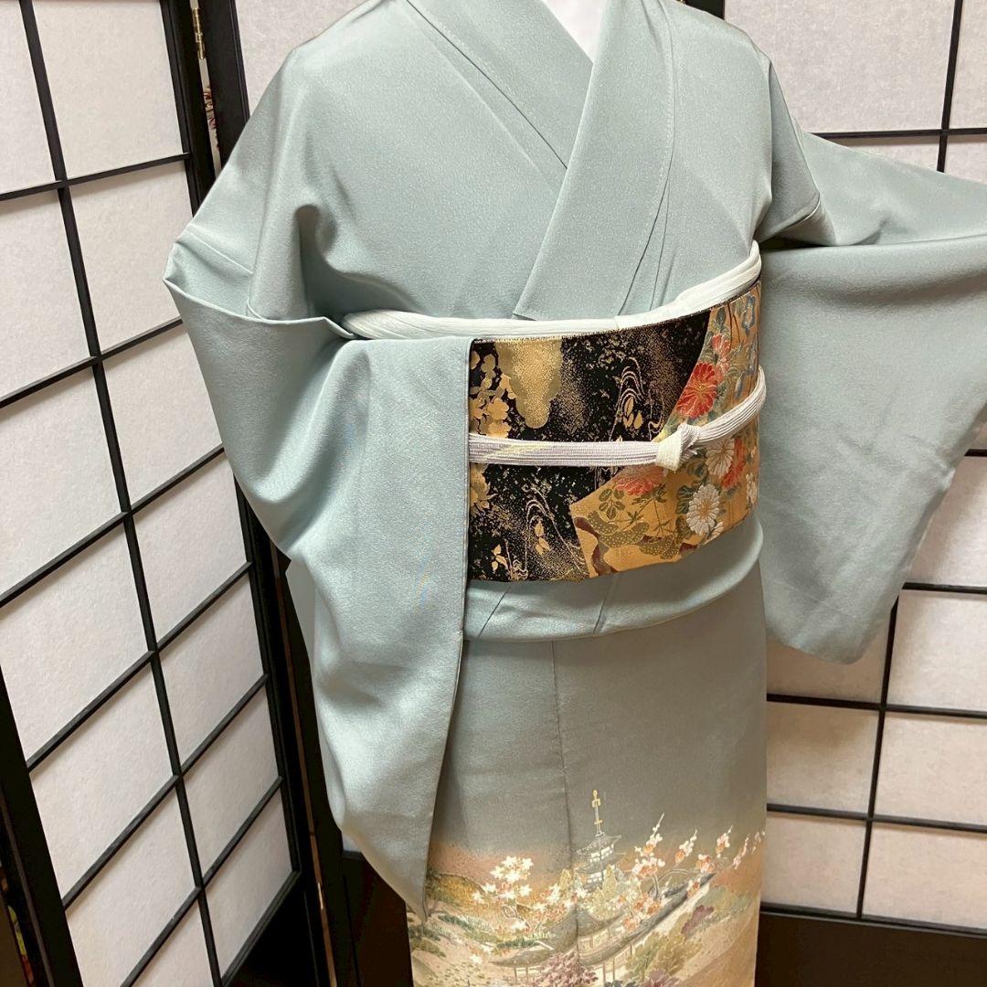 4341# Japanese Tomesode Kimono Vintage Womens Silk Fabric Robe Kimono only sold