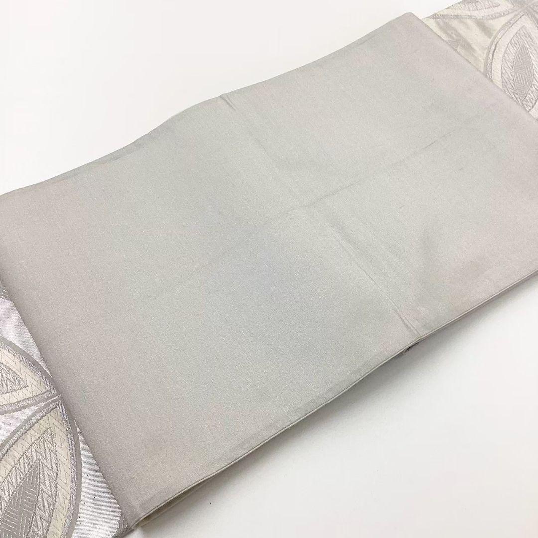 4723# Japanese Vintage Fukuro Obi Belt Kimono Fabric Silk Traditional Silver