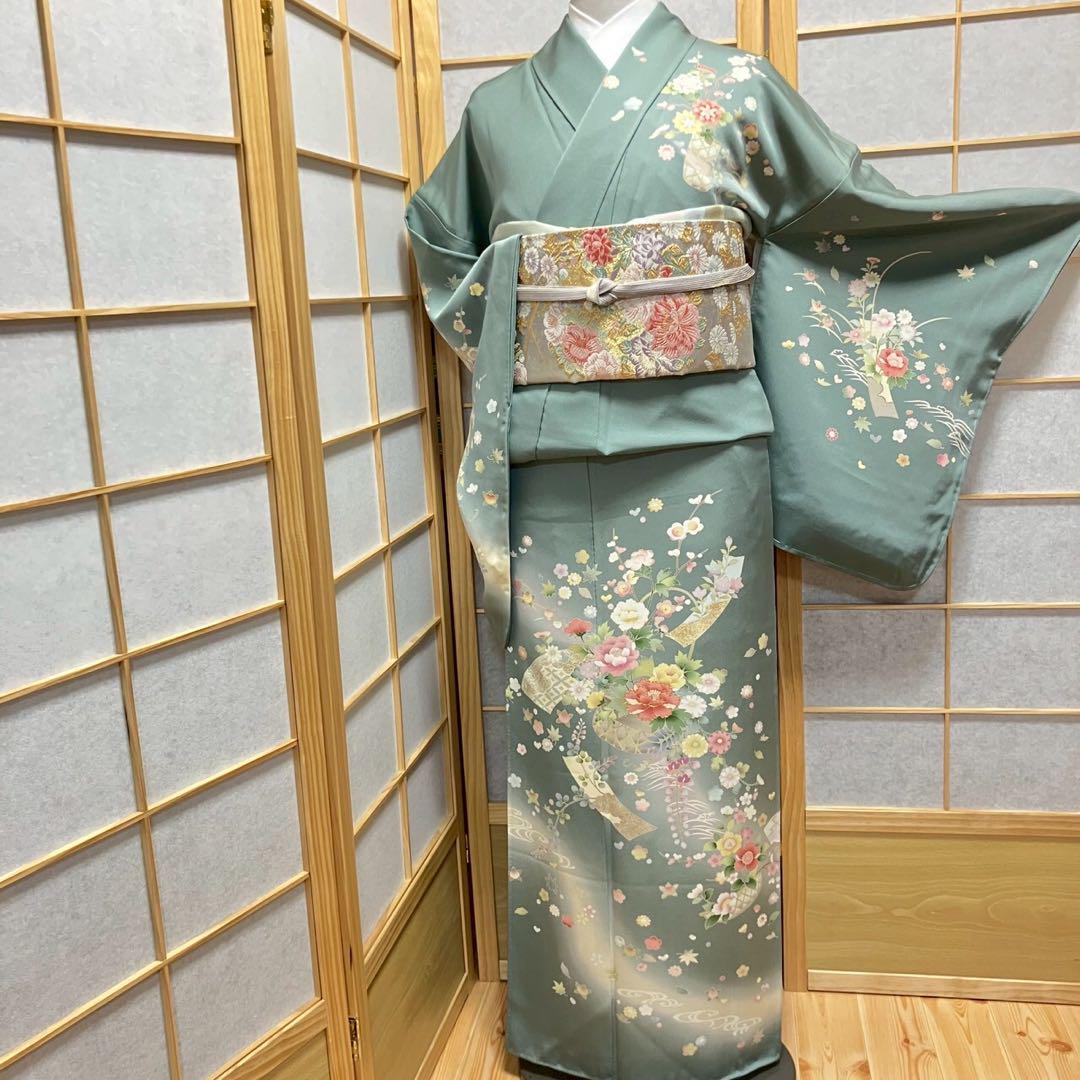 4366# Japanese Kimono Vintage Womens Silk Fabric Robe Kimono only sold