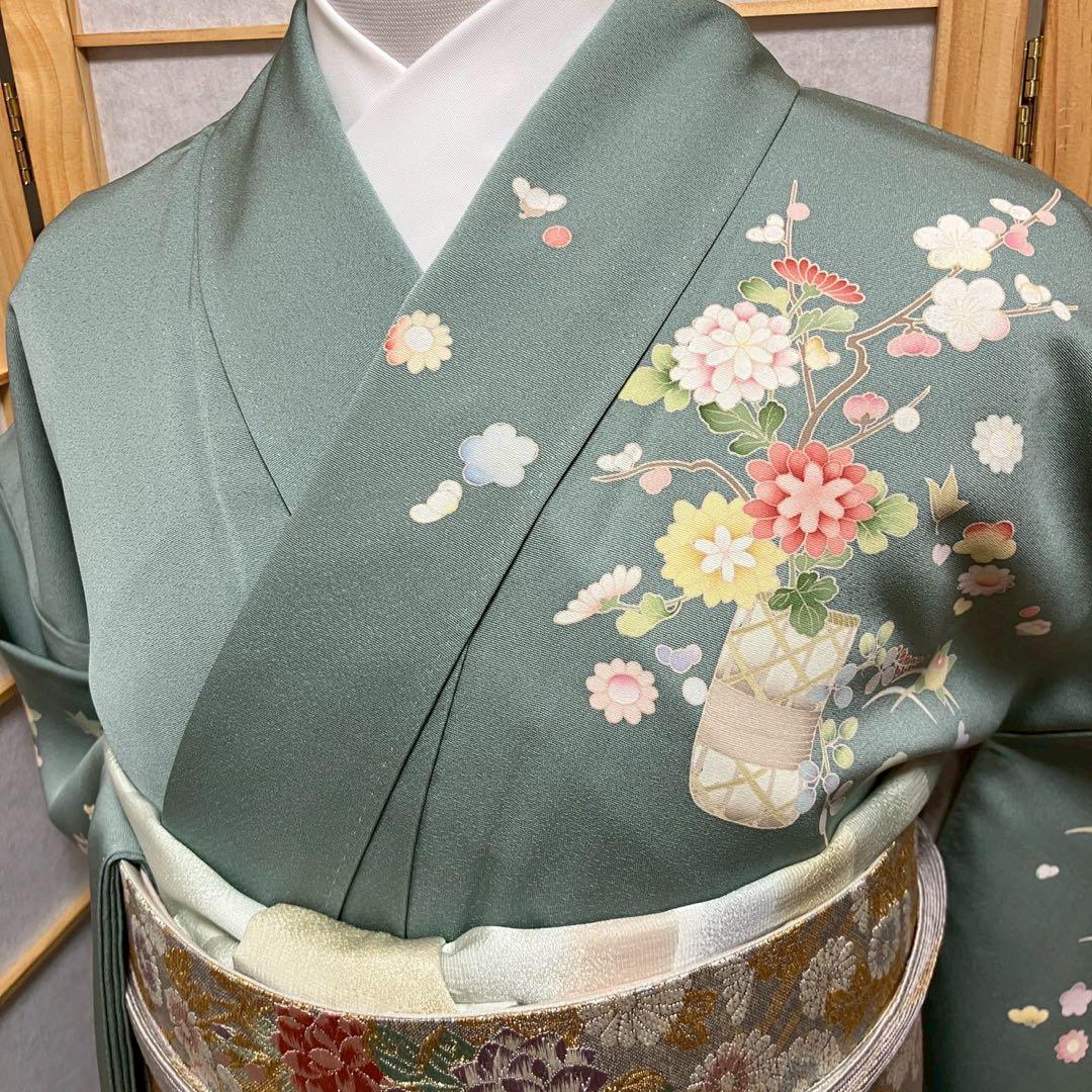 4366# Japanese Kimono Vintage Womens Silk Fabric Robe Kimono only sold