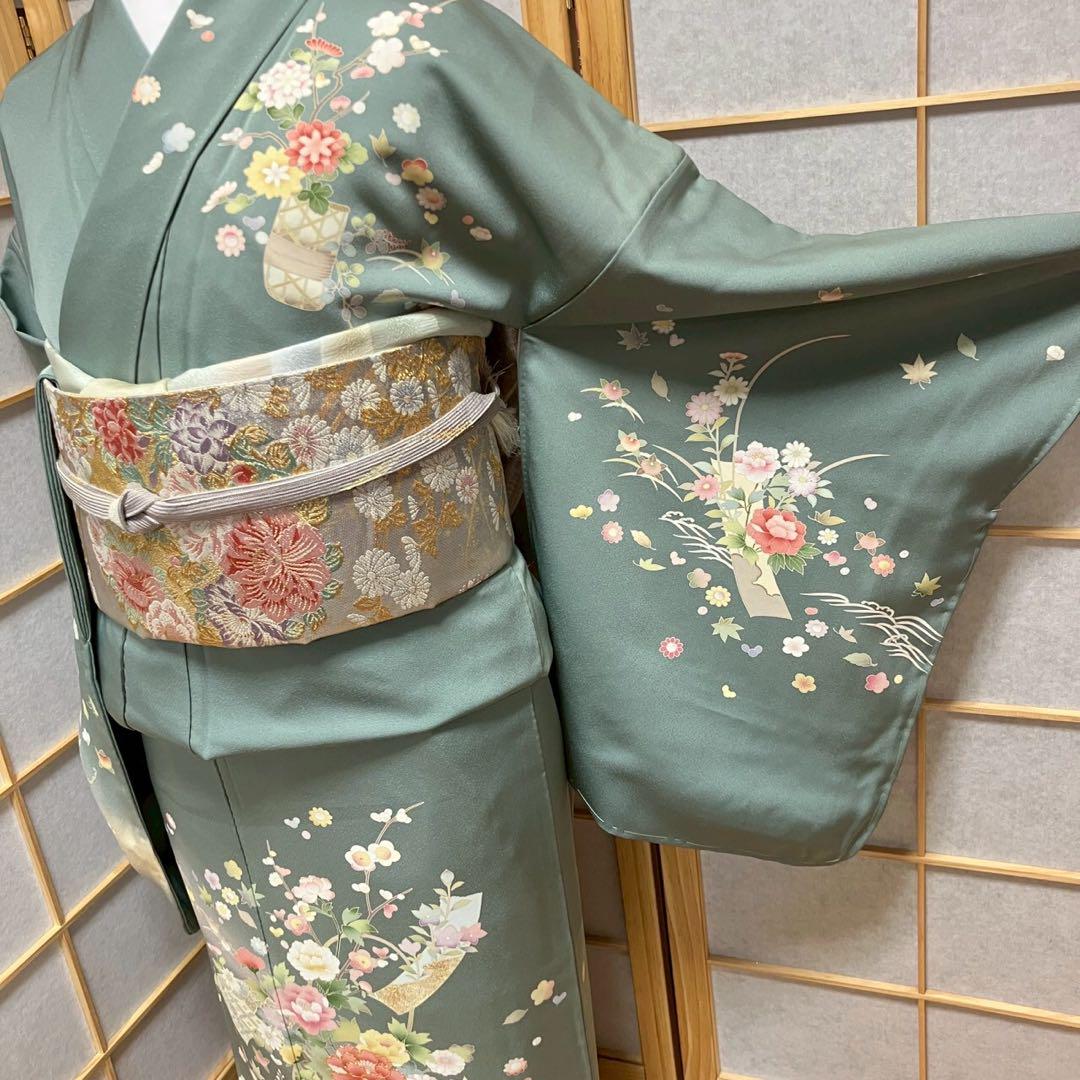 4366# Japanese Kimono Vintage Womens Silk Fabric Robe Kimono only sold