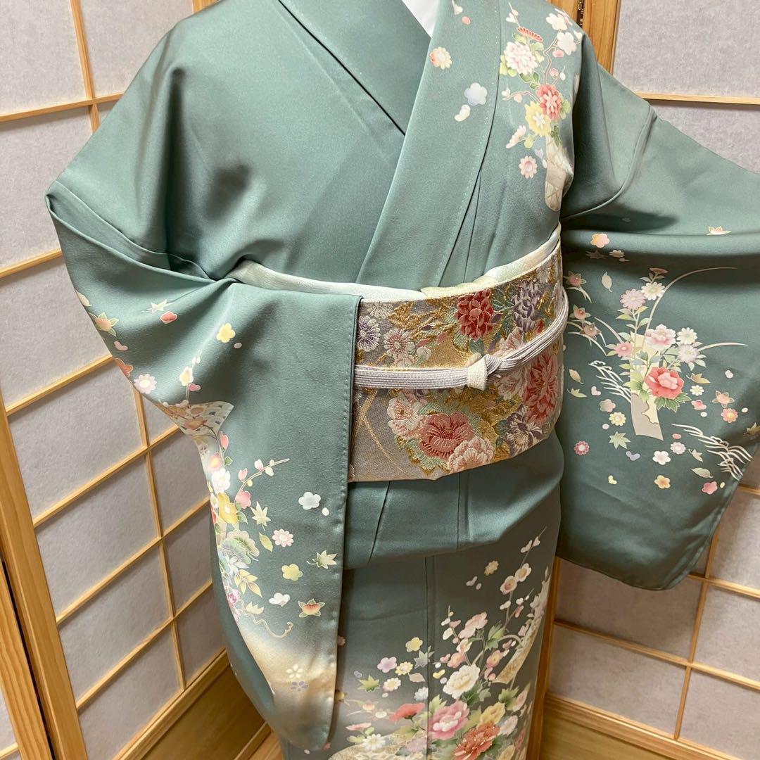 4366# Japanese Kimono Vintage Womens Silk Fabric Robe Kimono only sold