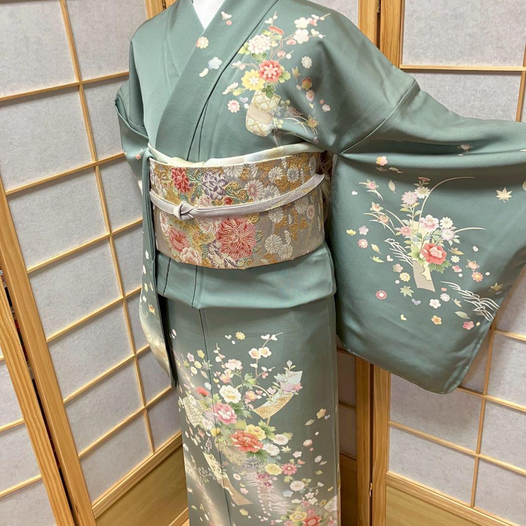 4366# Japanese Kimono Vintage Womens Silk Fabric Robe Kimono only sold