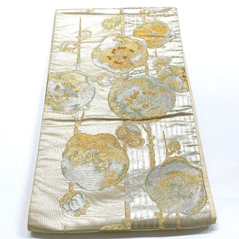 4140# Japanese Vintage Fukuro Obi Belt Kimono Fabric Silk Traditional Gold