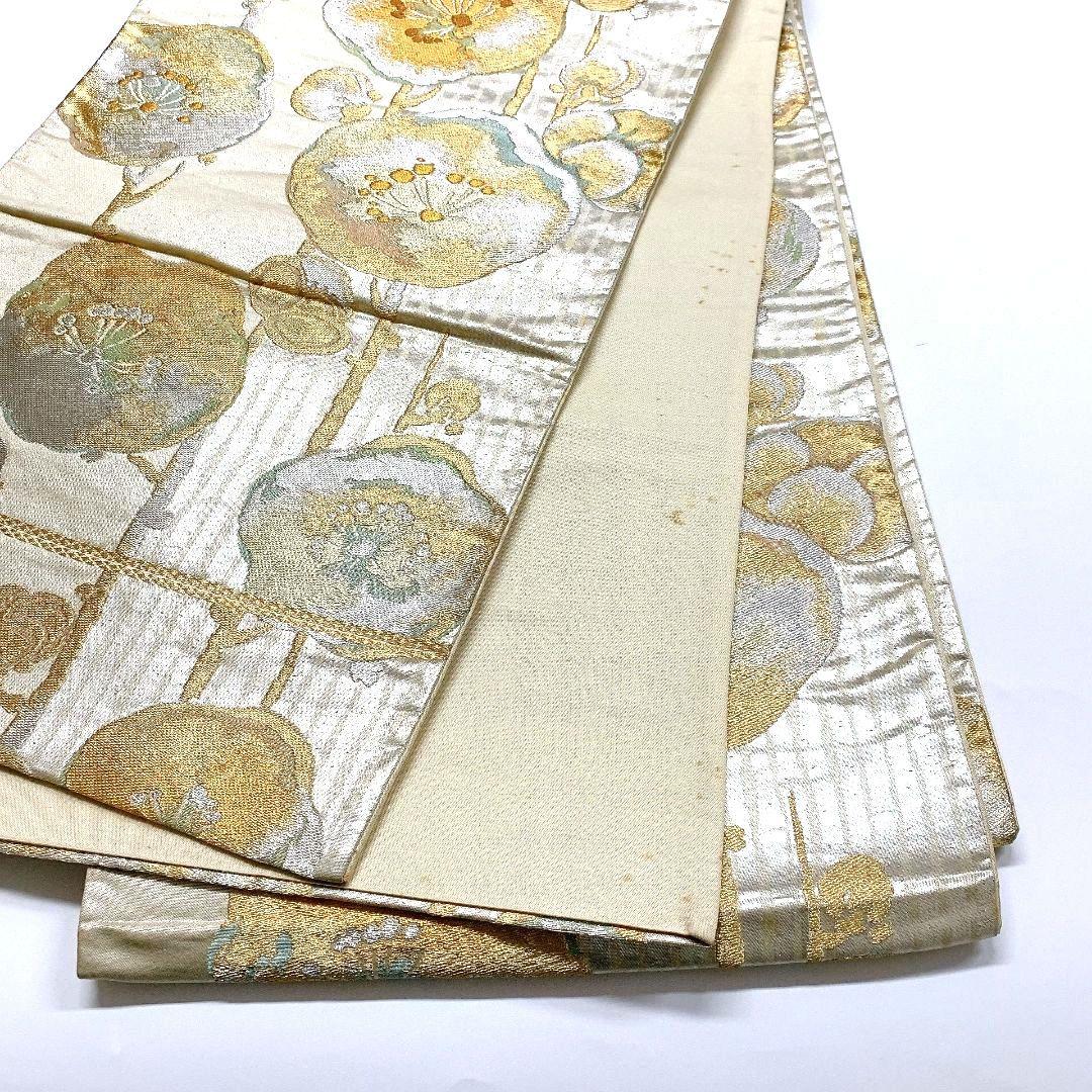 4140# Japanese Vintage Fukuro Obi Belt Kimono Fabric Silk Traditional Gold