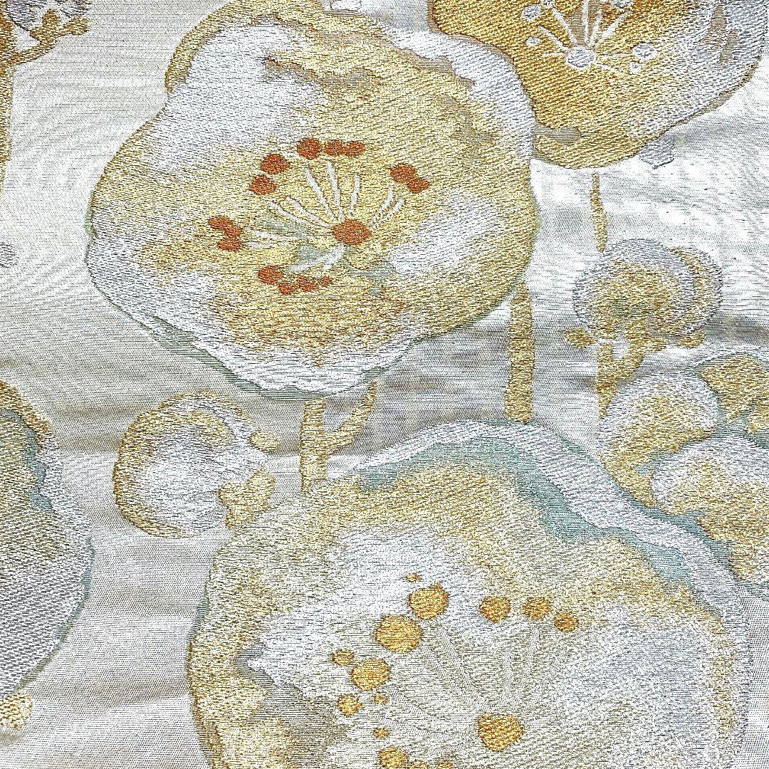 4140# Japanese Vintage Fukuro Obi Belt Kimono Fabric Silk Traditional Gold