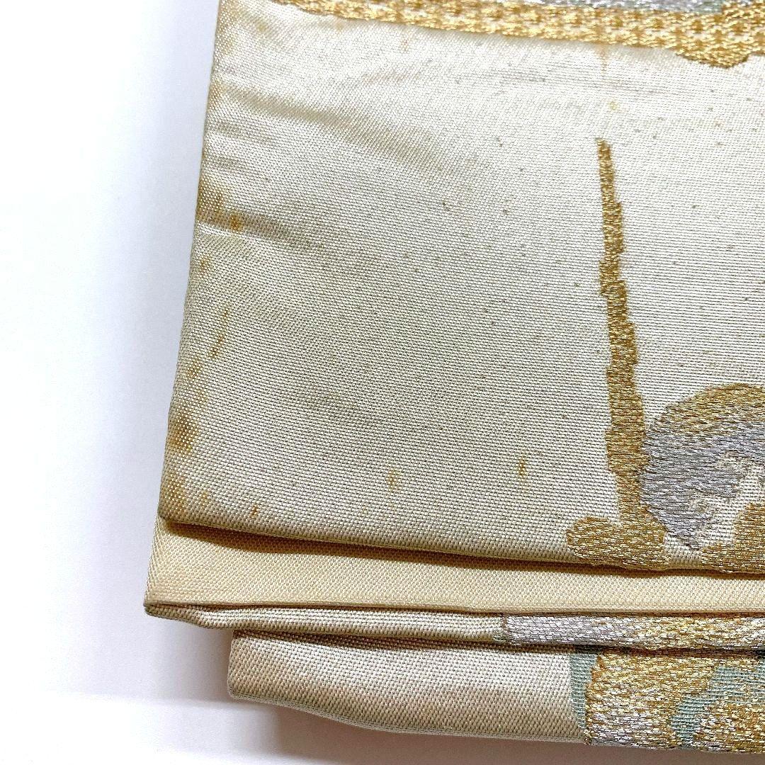 4140# Japanese Vintage Fukuro Obi Belt Kimono Fabric Silk Traditional Gold