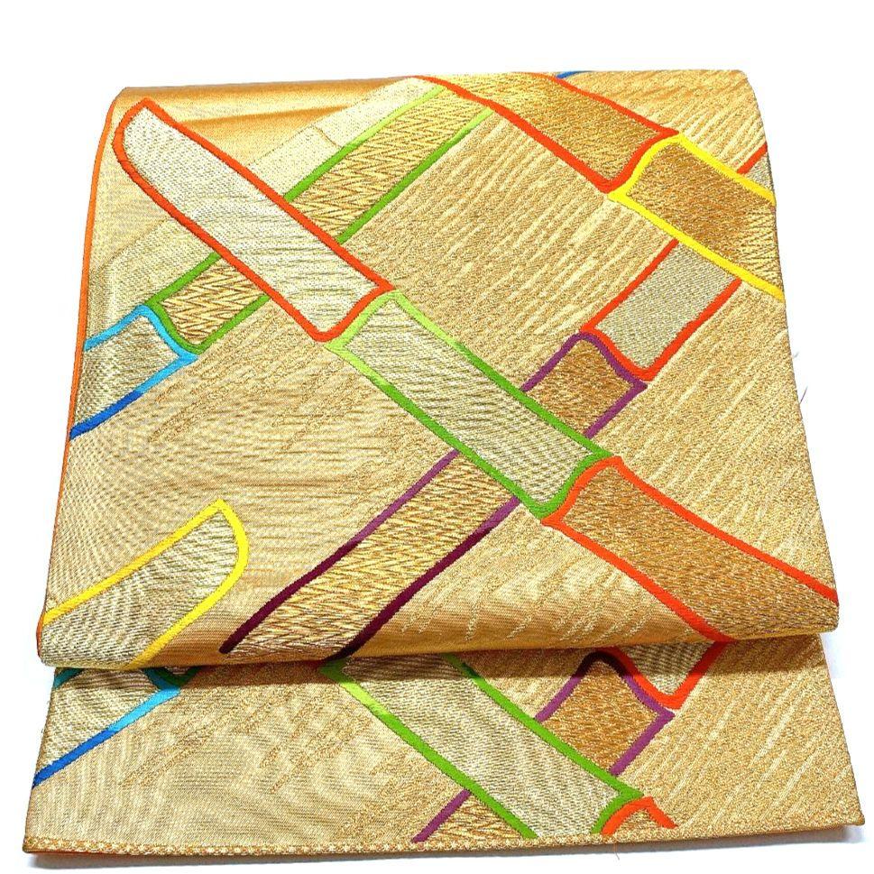 5051# Japanese Vintage Fukuro Obi Belt Kimono Fabric Silk Traditional