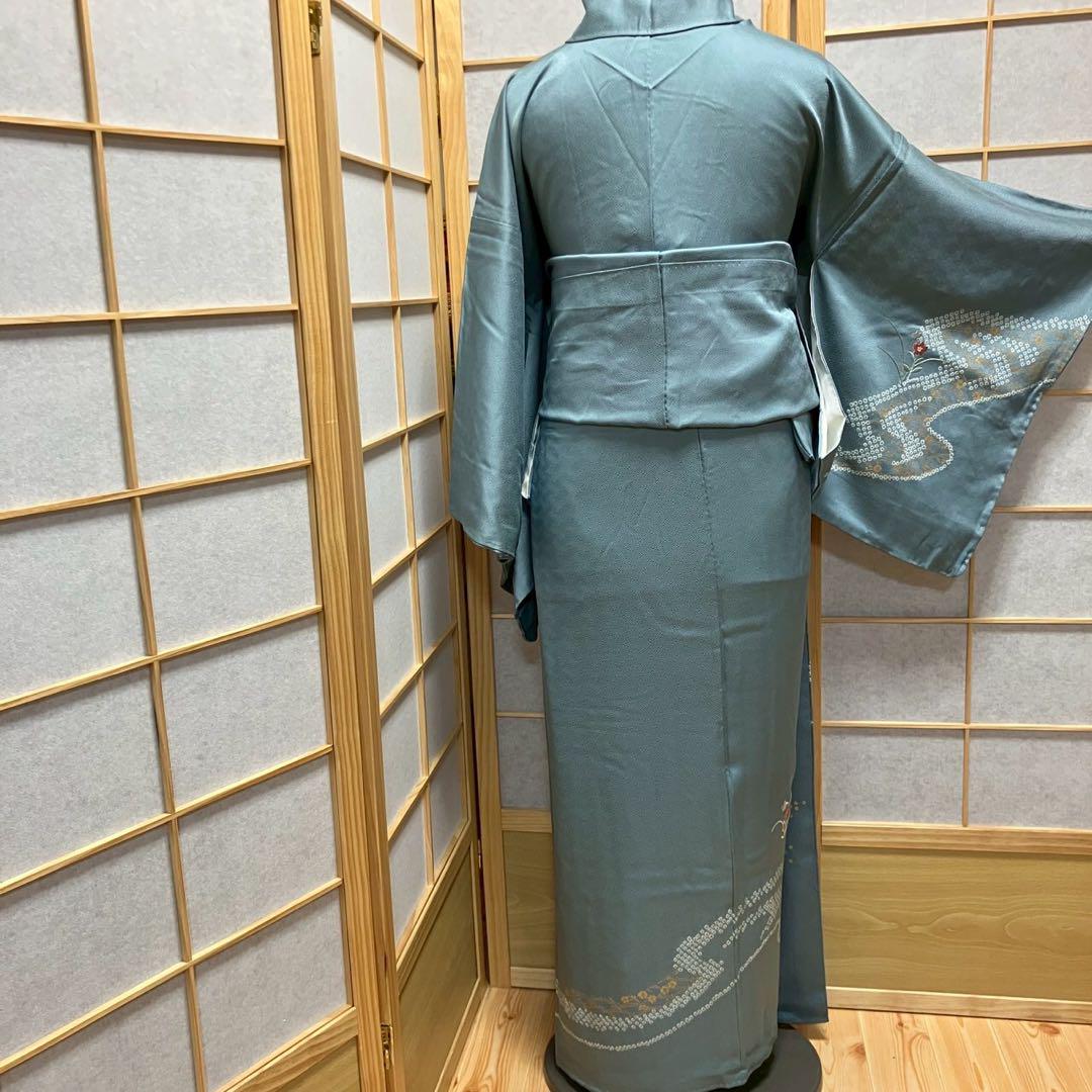 4358# Japanese Kimono Vintage Womens Silk Fabric Robe Kimono only sold Shibori