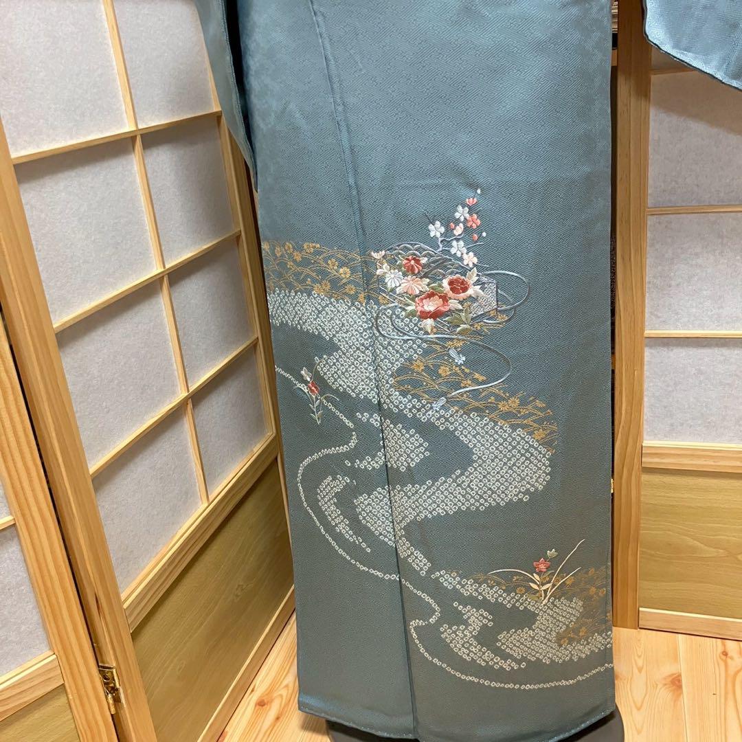4358# Japanese Kimono Vintage Womens Silk Fabric Robe Kimono only sold Shibori