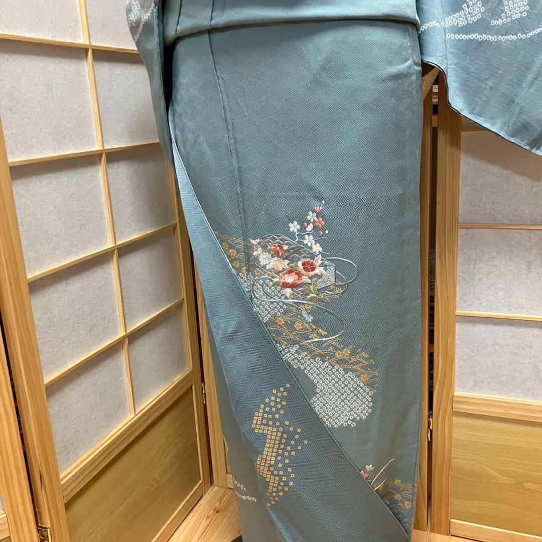 4358# Japanese Kimono Vintage Womens Silk Fabric Robe Kimono only sold Shibori
