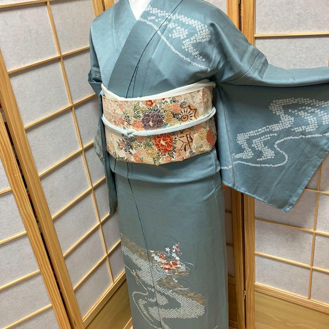 4358# Japanese Kimono Vintage Womens Silk Fabric Robe Kimono only sold Shibori