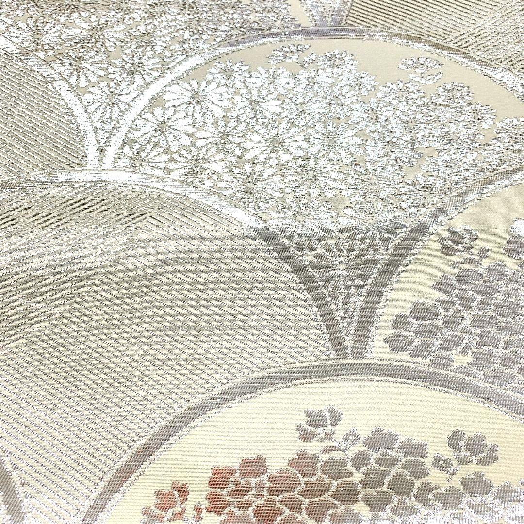 4533# Japanese Vintage Fukuro Obi Belt Kimono Fabric Silk Traditional Silver