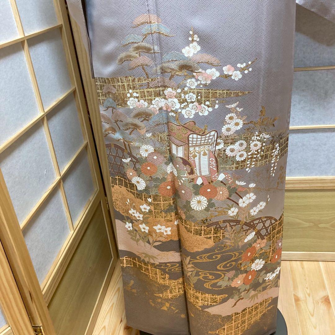 3927# Japanese Tomesode Kimono Vintage Womens Silk Fabric Robe Kimono only sold