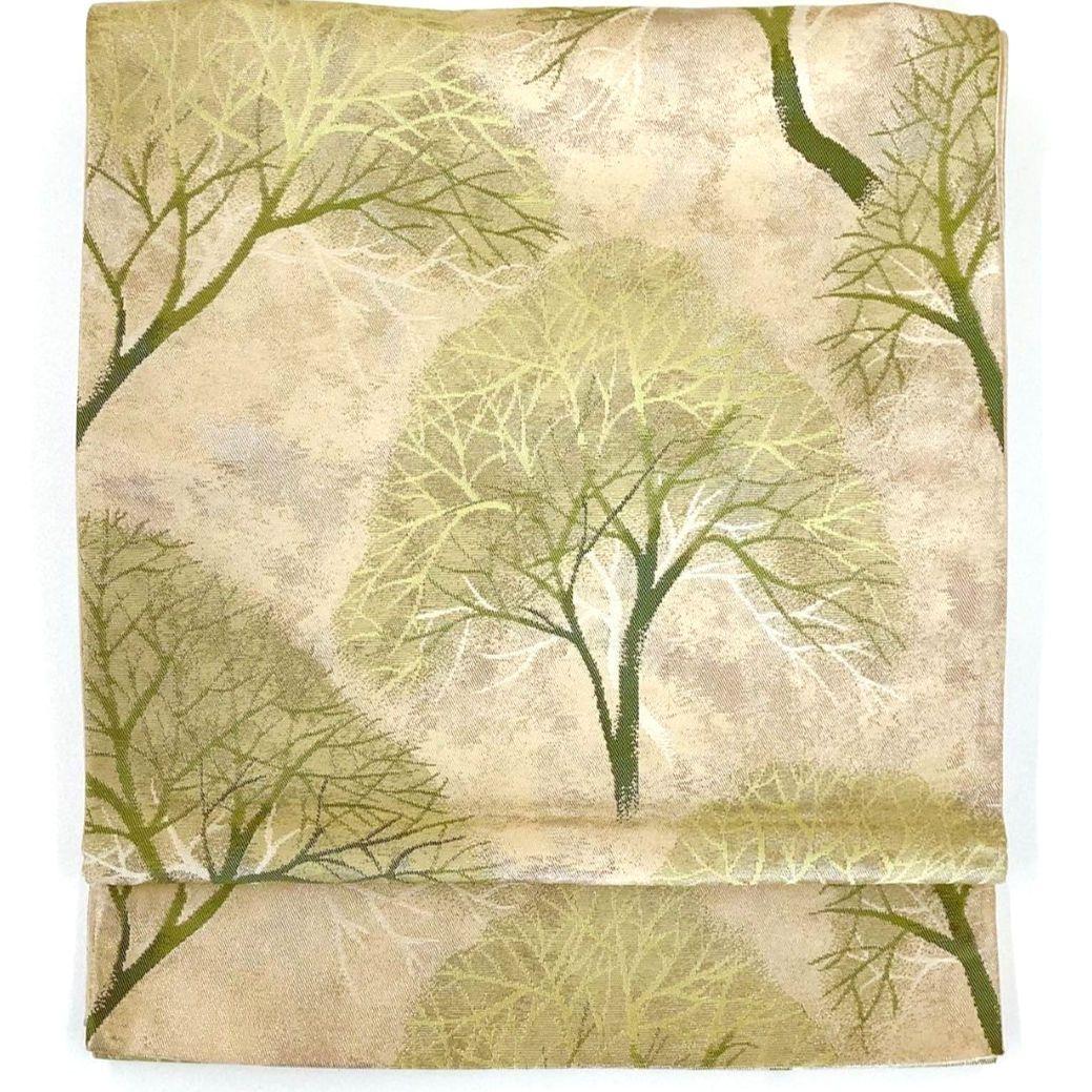 4912# Japanese Vintage Fukuro Obi Belt Kimono Fabric Silk Traditional Gold