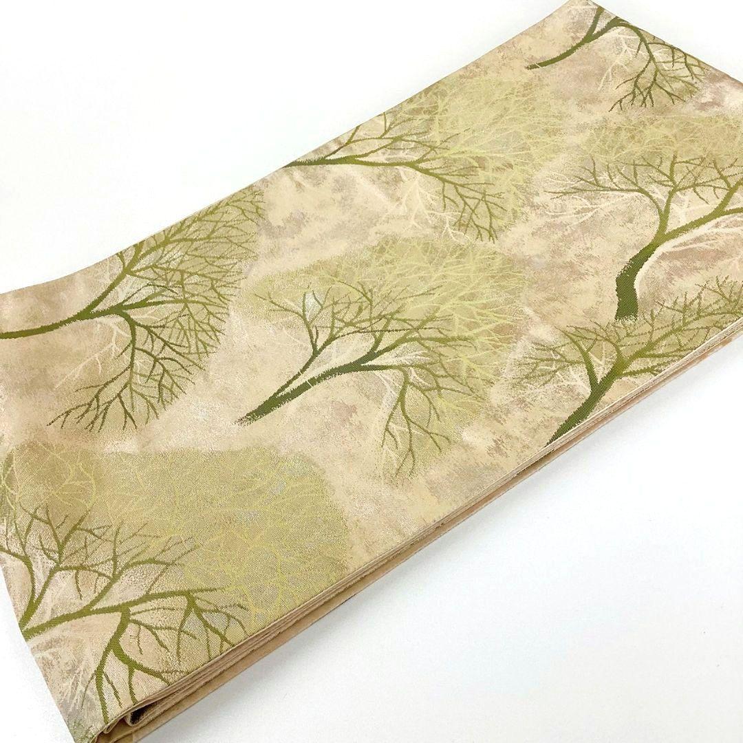 4912# Japanese Vintage Fukuro Obi Belt Kimono Fabric Silk Traditional Gold