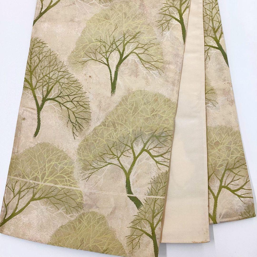 4912# Japanese Vintage Fukuro Obi Belt Kimono Fabric Silk Traditional Gold