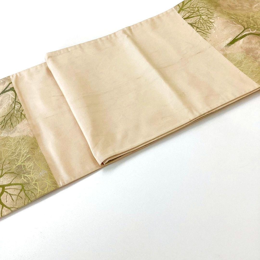 4912# Japanese Vintage Fukuro Obi Belt Kimono Fabric Silk Traditional Gold