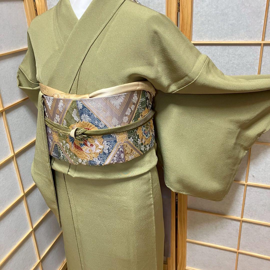 5442# Japanese Kimono Vintage Womens Silk Fabric Robe Kimono only sold Unused