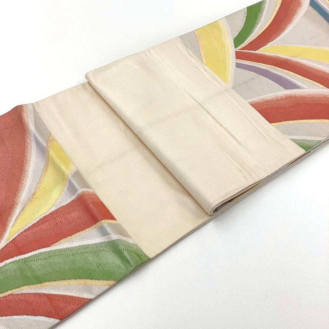 4241# Japanese Vintage Fukuro Obi Belt Kimono Fabric Silk Traditional Silver