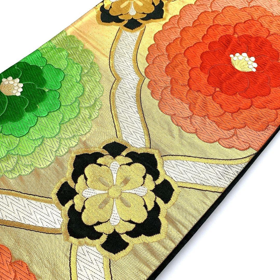 4084# Japanese Vintage Fukuro Obi Belt Kimono Fabric Silk Traditional Embroidery