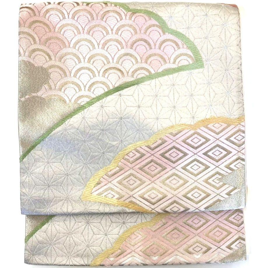 3098# Japanese Vintage Fukuro Obi Belt Kimono Fabric Silk Traditional Embroidery