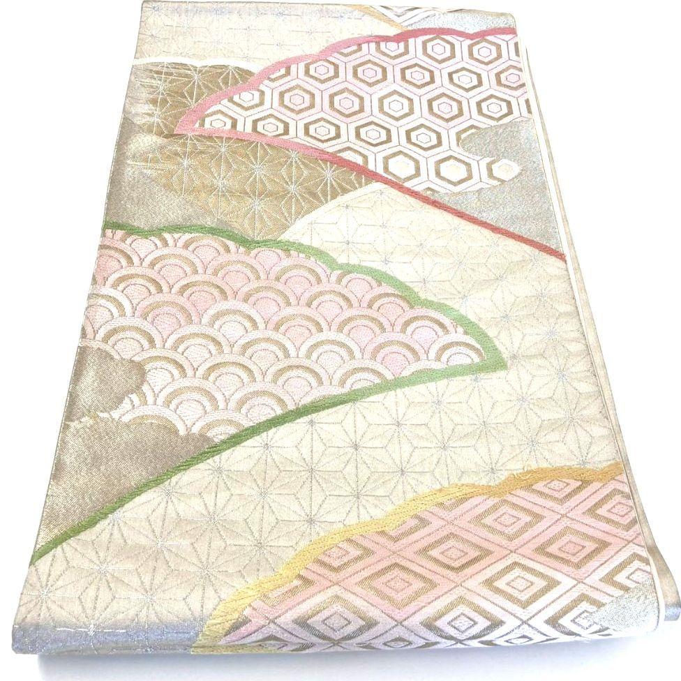 3098# Japanese Vintage Fukuro Obi Belt Kimono Fabric Silk Traditional Embroidery