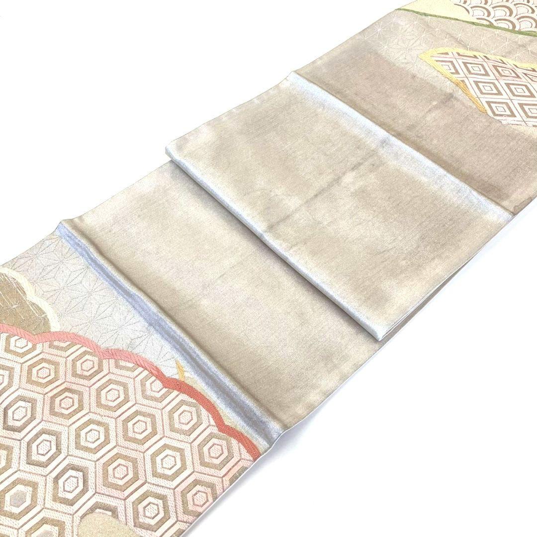 3098# Japanese Vintage Fukuro Obi Belt Kimono Fabric Silk Traditional Embroidery