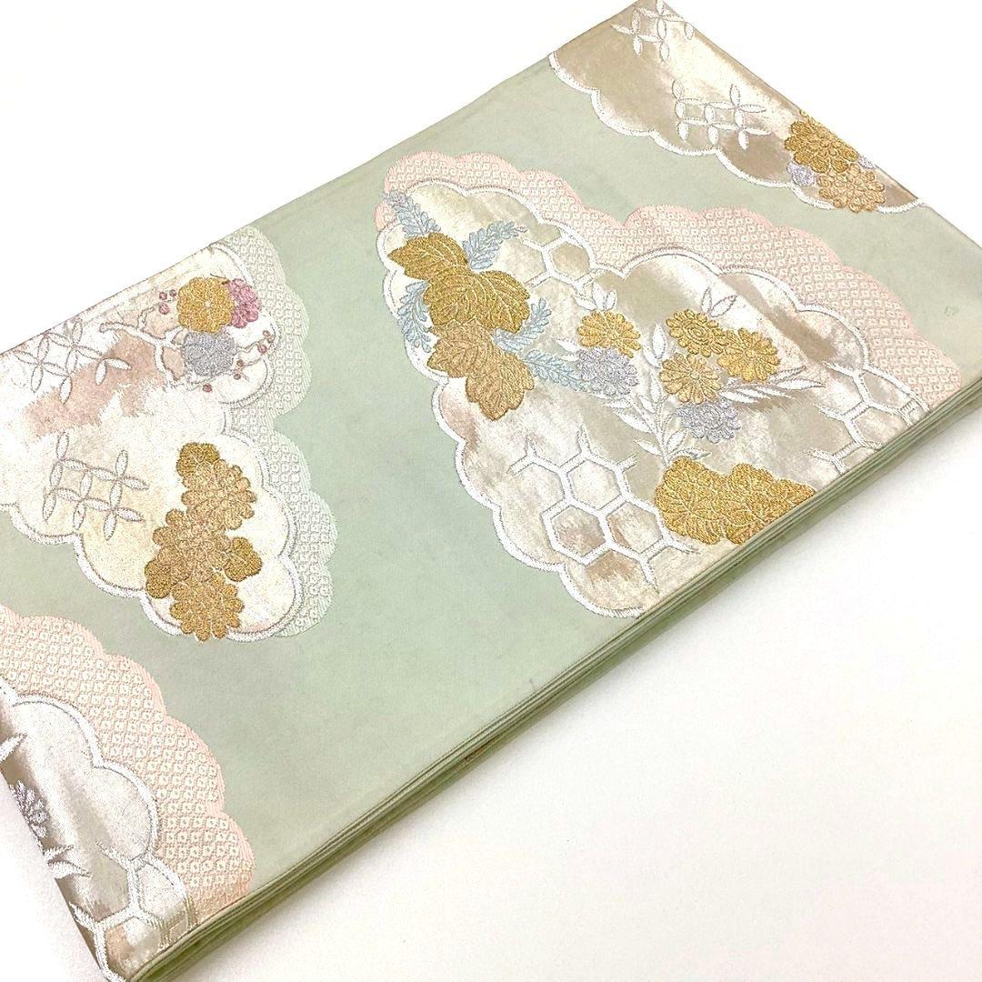 4691# Japanese Vintage Fukuro Obi Belt Kimono Fabric Silk Traditional