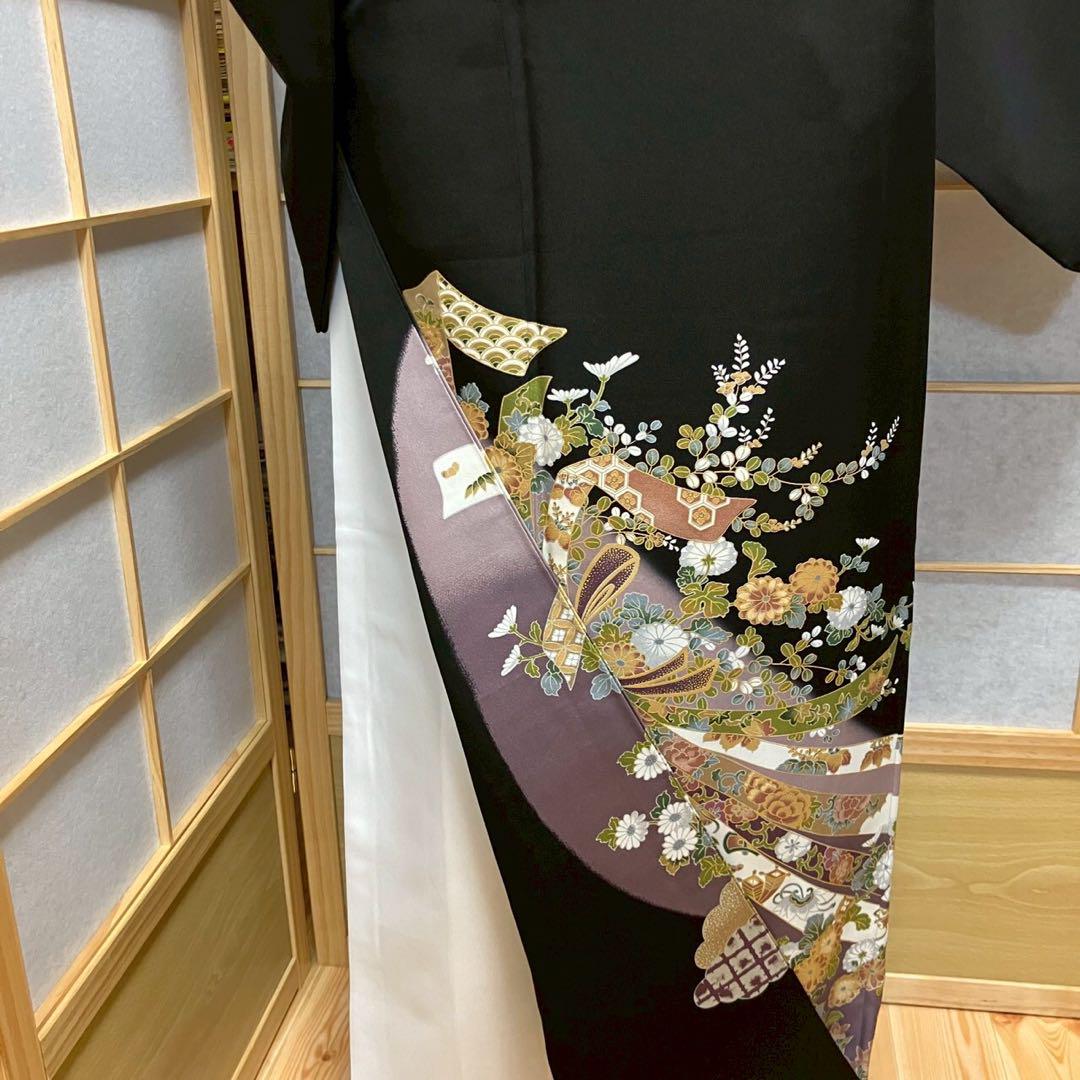 5457# Japanese Tomesode Kimono Vintage Womens Silk Fabric Robe Kimono only sold