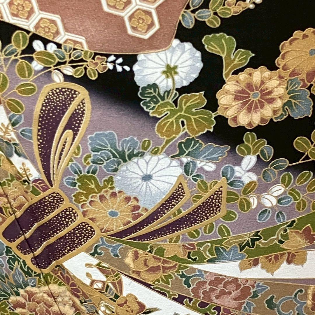 5457# Japanese Tomesode Kimono Vintage Womens Silk Fabric Robe Kimono only sold
